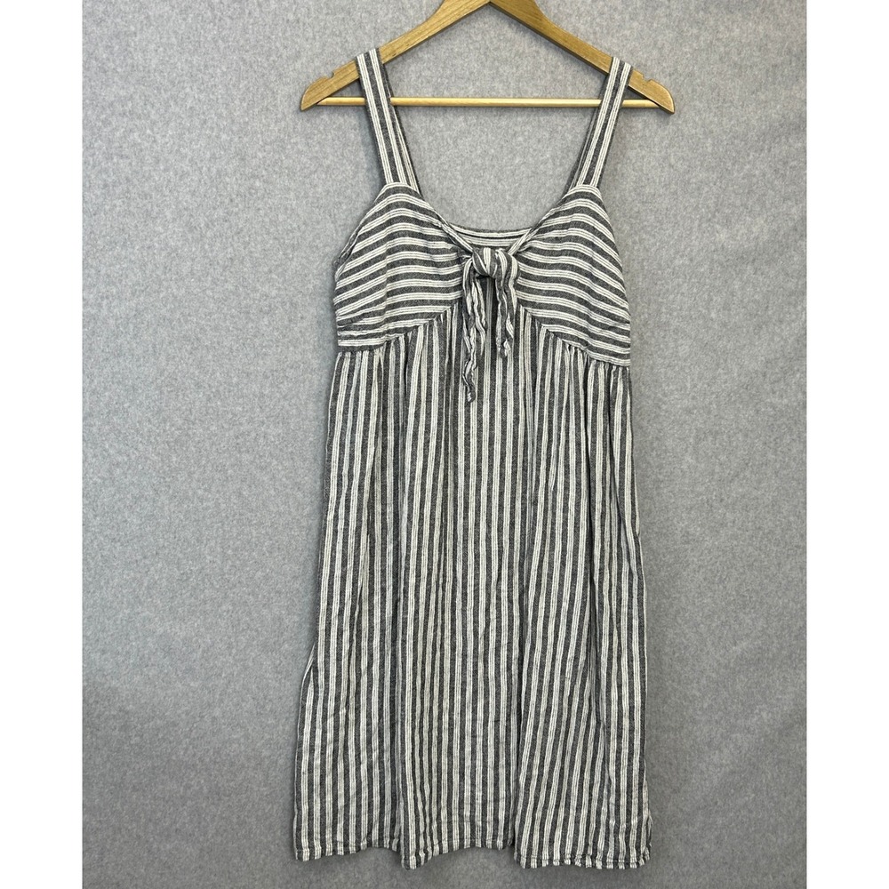 Who What Wear Size Small Tank Dress Sundress Striped Gray Linen Blend Neutral